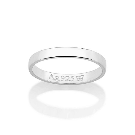 ALIANÇA DE COMPROMISSO PRATA 925 ARO LISO 3MM ROMMANEL 810205