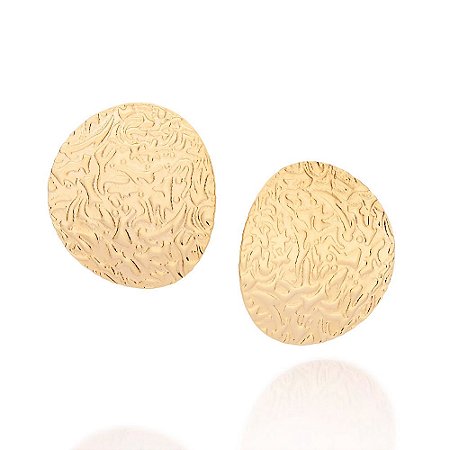 BRINCO BOTÃO FOLHEADO A OURO CHÃO LUNAR. MED 3,4CM ROMMANEL 527198