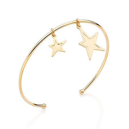BRACELETE FOLHEADO A OURO ESTRELAS. MED 6,5CM ROMMANEL 552109