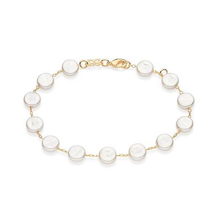 PULSEIRA FOLHEADO A OURO COM PÉROLAS. MED 20CM ROMMANEL 552113