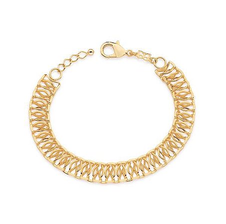 PULSEIRA FOLHEADO A OURO FIOS ENTRELAÇADOS. MED 20CM ROMMANEL 552129