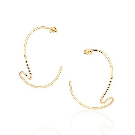 ARGOLA FOLHEADO A OURO FORMATO ONDA. MED 4,5CM ROMMANEL 527205