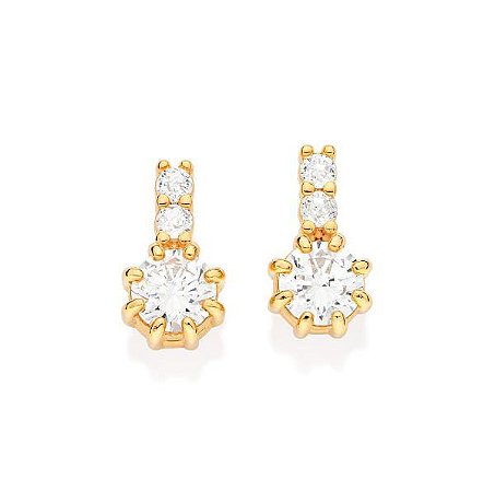 BRINCO FOLHEADO A OURO COM ZIRCÔNIAS. MED 1,6CM ROMMANEL 527213