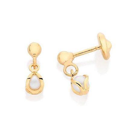 BRINCO INFANTIL FOLHEADO A OURO COM PÉROLAS. MED 1,0CM ROMAMNEL 527195
