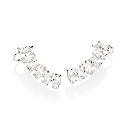 EAR CUFF COM PIERCING DE PRESSÃO PRATA 925 COM ZIRCÔNIAS. MED 3CM ROMMANEL 820133