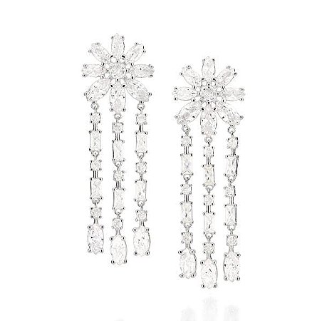 MAXI BRINCO CANDELABRO FLOR PRATA 925 COM ZIRCÔNIAS. MED 7,2CM ROMMANEL 820137
