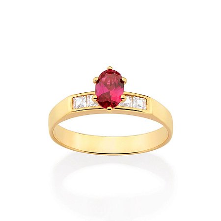 ANEL DE FORMATURA FOLHEADO A OURO COM ZIRCÔNIA ROSA ROMMANEL 513412