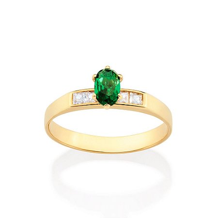 ANEL DE FORMATURA FOLHEADO A OURO COM ZIRCÔNIA VERDE ROMMANEL 513415