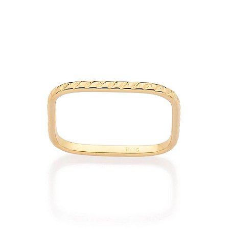 ANEL SKINNY FOLHEADO A OURO ARO QUADRADO ROMMANEL 513416