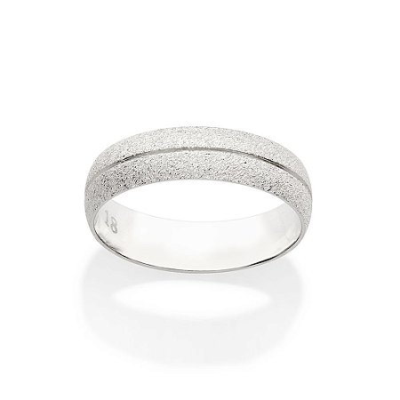 ALIANÇA DE COMPROMISSO PRATA 925 DIAMANTADA COM FRISO 5MM ROMMANEL 810217