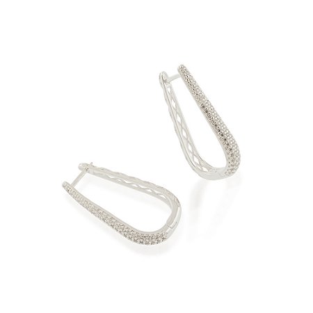 ARGOLA OVAL PRATA 925 COM ZIRCÔNIAS. MED 2,7CM ROMMANEL 820149