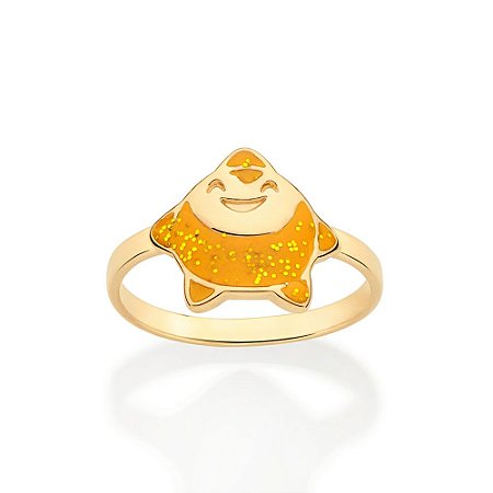 ANEL ESTRELA DOS DESEJOS FOLHEADO A OURO COM RESINA E GRITTER ROMMANEL 513446