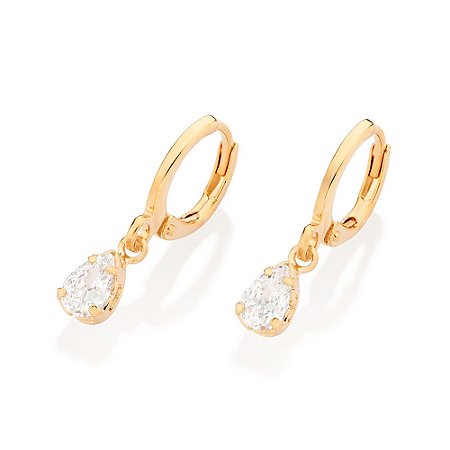 ARGOLA FOLHEADO A OURO COM ZIRCÔNIA. MED 2,2CM ROMMANEL 527237