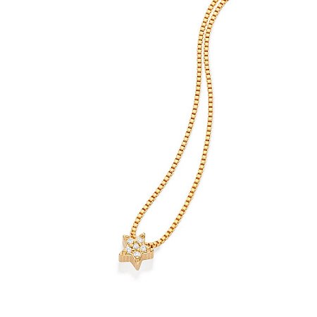 GARGANTILHA FOLHEADO A OURO COM PINGENTE ESTRELA COM ZIRCÔNIAS. MED 50CM ROMMANEL 532501