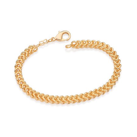 PULSEIRA FOLHEADO A OURO ELOS DUPLOS. MED 18/20CM ROMMANEL 552135