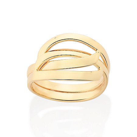 ANEL FOLHEADO A OURO ENTRELAÇADO ROMMANEL 513450