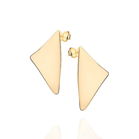 BRINCO BOTÃO TRIANGULAR ABAULADO FOLHEADO A OURO. MED 2,8CM ROMMANEL 527231