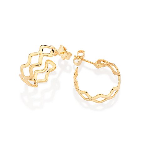 ARGOLA FOLHEADO A OURO ARO ONDULADO E VAZADO. MED 1,9CM ROMMANEL 527236