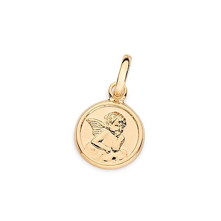 PINGENTE REDONDO FOLHEADO A OURO ANJO DA GUARDA. MED 2CM ROMMANEL 542778