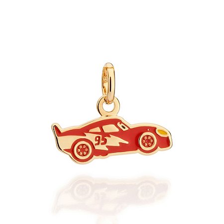 PINGENTE FOLHEADO A OURO CARRO RELÂMPAGO MCQUEEN COM APLIQUE DE RESINA. MED 1,8CM ROMMANEL 542819