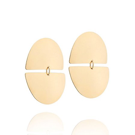 BRINCO FOLHEADO A OURO PÊNDULO ABAULADO. MED 4,8CM ROMMANEL 527280