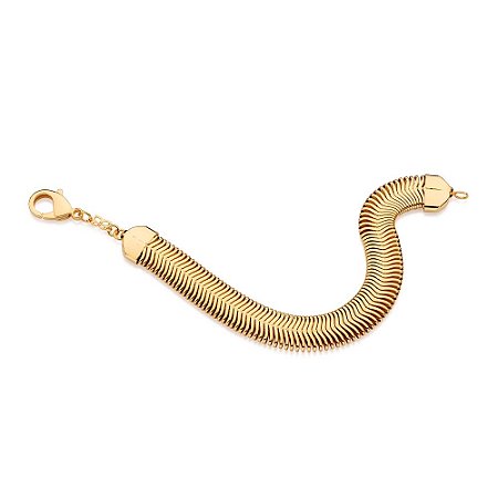 PULSEIRA FOLHEADA A OURO RABO DE RATO ACHATADO. MED 19CM ROMMANEL 552143