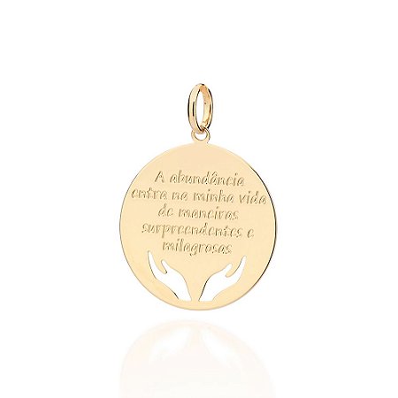 PINGENTE FOLHEADO A OURO COM MANTRA DA GIO ANTONELLI. MED 3,3CM ROMMANEL 542813