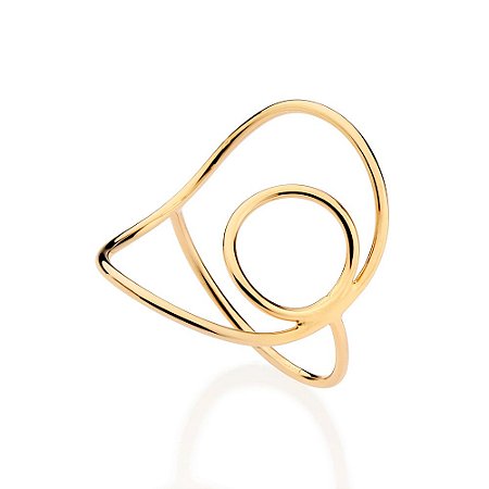 ANEL OVAL FOLHEADO A OURO CÍRCULO VAZADO ROMMANEL 513460