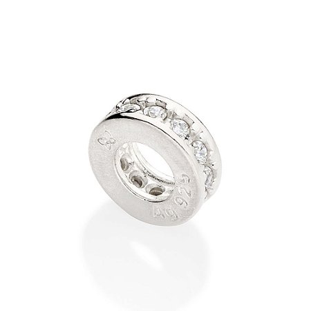 BERLOQUE PRATA 925 STOPPER SEPARADOR COM ZIRCÔNIAS. MED 1,5CM ROMMANEL 840088