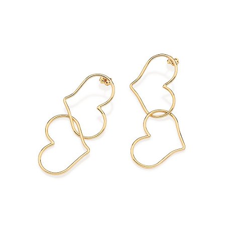 MAXI BRINCO FOLHEADO A OURO CORAÇÕES ENTRELAÇADOS. MED 6,1CM ROMMANEL 527287