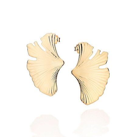 BRINCO PALHA ESTILIZADA FOLHEADO A OURO. MED 3,2CM ROMMANEL 527309