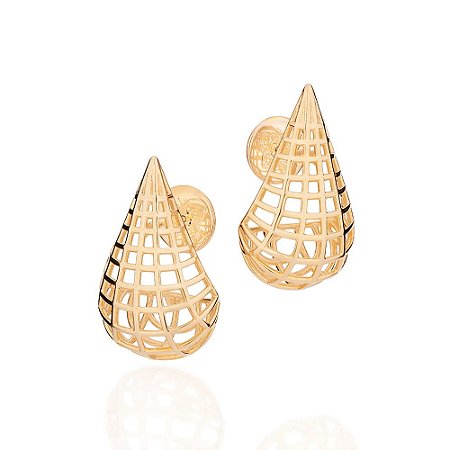 BRINCO GOTA ABAULADO FOLHEADO A OURO. MED 3CM ROMMANEL 527321