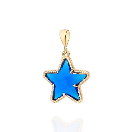 PINGENTE FOLHEADO A OURO ESTRELA DE CRISTAL. MED 3,7CM ROMMANEL 542861