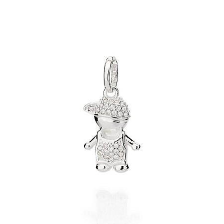 PINGENTE PRATA 925 MENINO COM ZIRCÔNIAS. MED 2CM ROMMANEL 840114