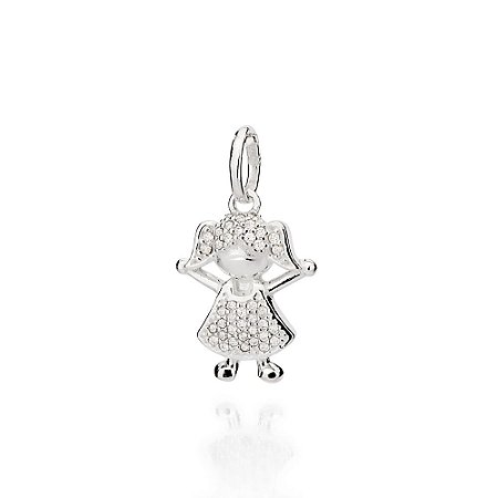 PINGENTE PRATA 925 MENINA COM ZIRCÔNIAS. MED 2,1CM ROMMANEL 840113