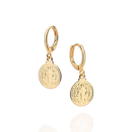ARGOLA FOLHEADO A OURO SÃO BENTO. MED 2,6CM ROMMANEL 527316