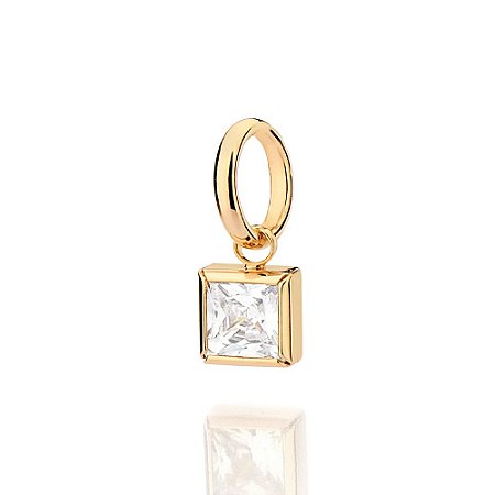 PINGENTE SOLITÁRIO MASCULINO FOLHEADO A OURO COM ZIRCÔNIA. MED 6X6MM ROMMANEL 542844