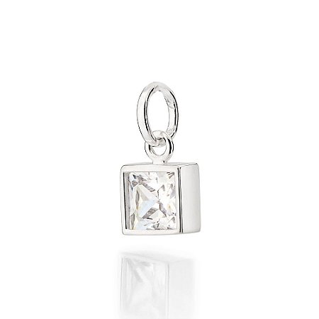 PINGENTE SOLITÁRIO MASCULINO PRATA 925 COM ZIRCÔNIA. MED 6X6MM ROMMANEL 840128