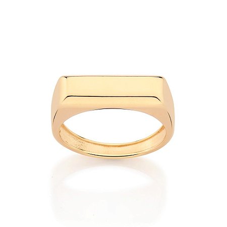 ANEL MASCULINO RETANGULAR FOLHEADO A OURO ROMMANEL 513473