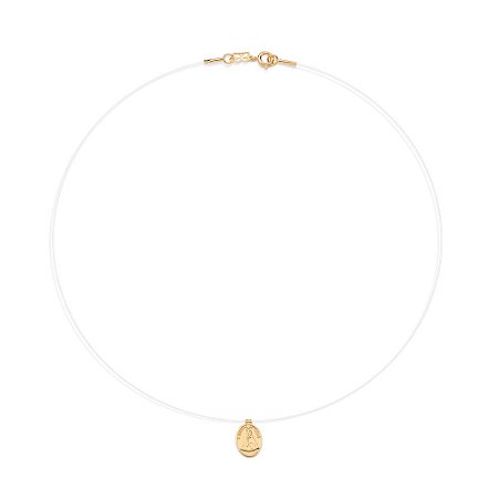 GARGANTILHA FIO DE NYLON FOLHEADO A OURO COM PINGENTE NOSSA SENHORA DE NAZARÉ. MED 40/42CM ROMMANEL 532555