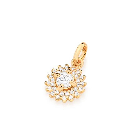 PINGENTE FOLHEADO A OURO FLOR COM ZIRCÔNIAS. MED 1CM ROMMANEL 542112