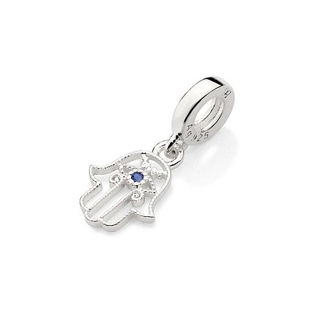 BERLOQUE PRATA 925 MÃO DE HAMSÁ COM ZIRCÔNIA AZUL. MED 2,1CM ROMMANEL 840125