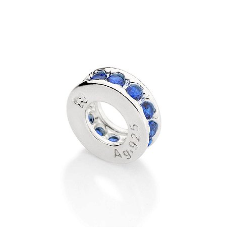 BERLOQUE STOPPER SEPARADOR PRATA 925 COM ZIRCÔNIAS AZUL ESCURO. MED 0,8CM ROMMANEL 840105
