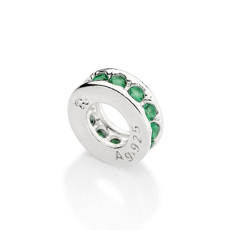 BERLOQUE STOPPER SEPARADOR PRATA 925 COM ZIRCÔNIAS VERDE. MED 0,8CM ROMMANEL 840106