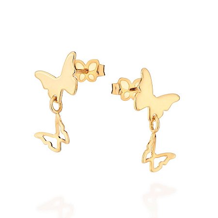 BRINCO BORBOLETAS FOLHEADO A OURO. MED 1,7CM ROMMANEL 527183