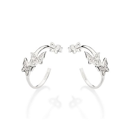 ARGOLA BORBOLETAS PRATA 925 COM ZIRCÔNIAS. MED 2,3CM ROMMANEL 820179