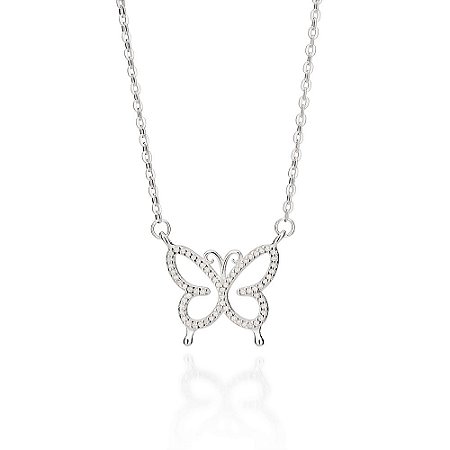 GARGANTILHA BORBOLETA PRATA 925 COM ZIRCÔNIAS. MED 50CM ROMMANEL 830106