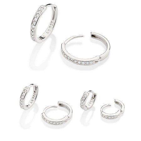 TRIO DE ARGOLAS PRATA 925 COM ZIRCÔNIAS ROMMANEL