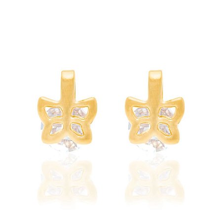 BRINCO BORBOLETA FOLHEADO A OURO COM CRISTAIS. MED 0,7CM ROMMANEL 525132