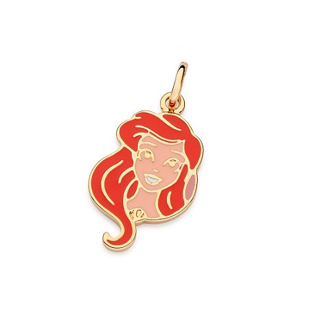 PINGENTE ROSTO DA PRINCESA ARIEL FOLHEADO A OURO COM APLIQUE DE RESINA COLORIDO. MED 2,8CM ROMMANEL 542826